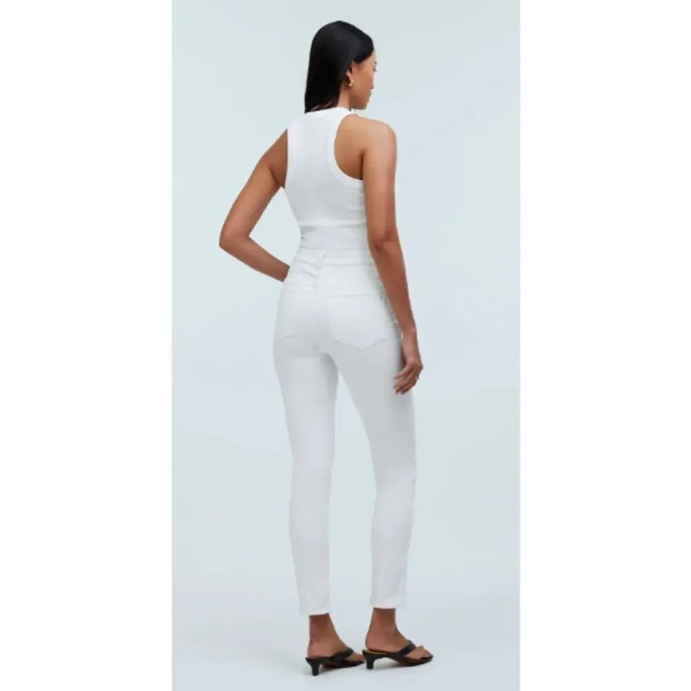 New Madewell Womens W26 Stovepipe Jeans White High Rise Ankle Length‎ Pockets